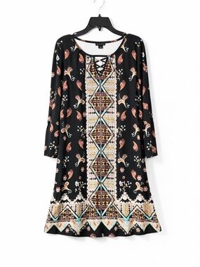 New Direction Boho Tribal Print 3/4  Bell Sleeves Sz. Med.